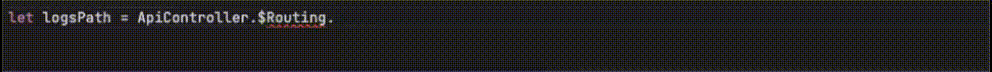IDE completion of ApiController.$Routing.logs.path